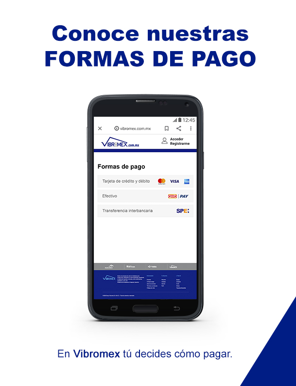 Formas de pago Vibromex